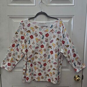 Talbots T Shirt Womens 3X Pullover Top Cozy Fall Print